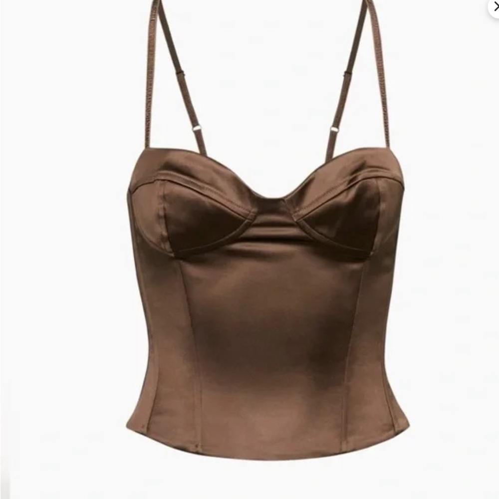 Brown Satin Bustier Top